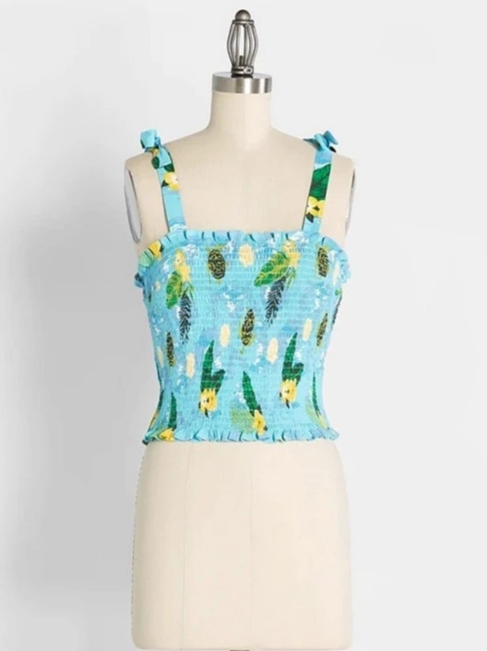 ModCloth x Collectif Sea Turtle Soiree Smocked Tank Top, Blue, Size 10, NWT